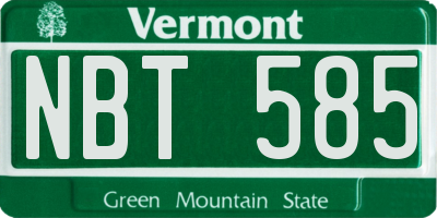 VT license plate NBT585