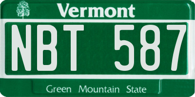 VT license plate NBT587