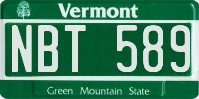 VT license plate NBT589