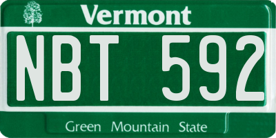 VT license plate NBT592