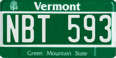 VT license plate NBT593