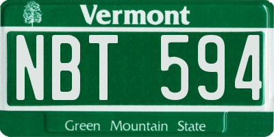 VT license plate NBT594