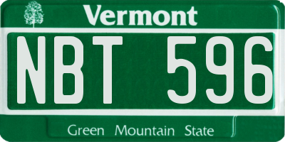 VT license plate NBT596