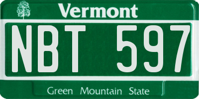 VT license plate NBT597