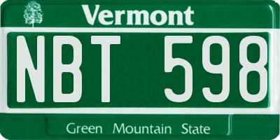 VT license plate NBT598