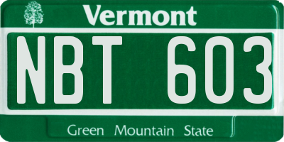 VT license plate NBT603