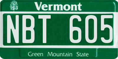 VT license plate NBT605