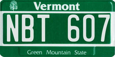 VT license plate NBT607