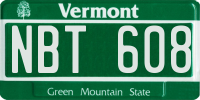 VT license plate NBT608