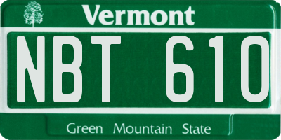 VT license plate NBT610