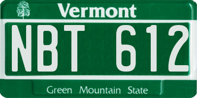 VT license plate NBT612