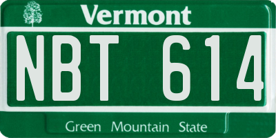 VT license plate NBT614