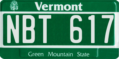 VT license plate NBT617