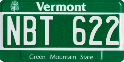 VT license plate NBT622