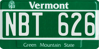 VT license plate NBT626