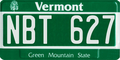 VT license plate NBT627