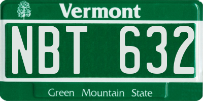 VT license plate NBT632