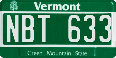 VT license plate NBT633