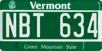 VT license plate NBT634