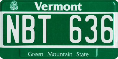 VT license plate NBT636