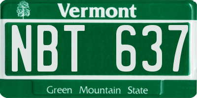 VT license plate NBT637