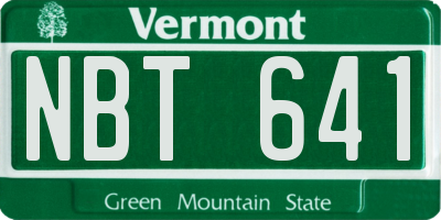 VT license plate NBT641