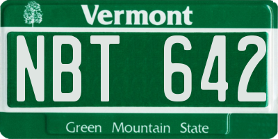 VT license plate NBT642