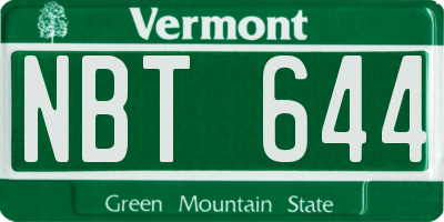 VT license plate NBT644