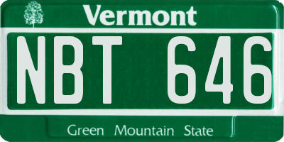VT license plate NBT646