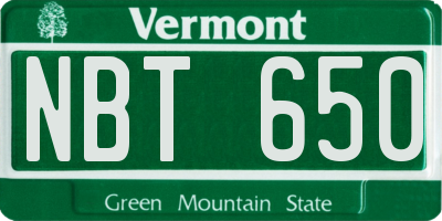 VT license plate NBT650