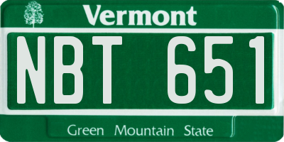 VT license plate NBT651