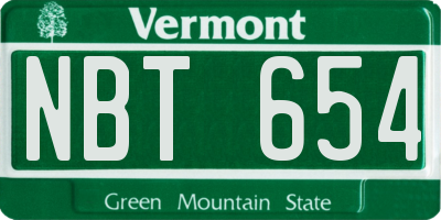 VT license plate NBT654