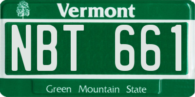 VT license plate NBT661