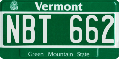 VT license plate NBT662