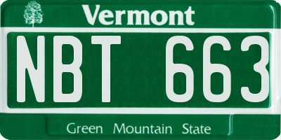 VT license plate NBT663