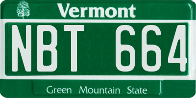 VT license plate NBT664