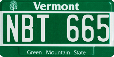 VT license plate NBT665