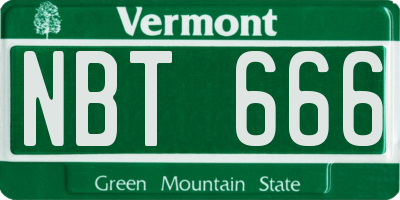 VT license plate NBT666