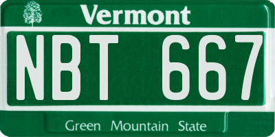 VT license plate NBT667