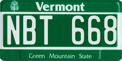VT license plate NBT668
