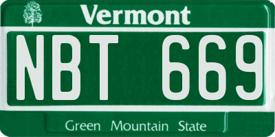 VT license plate NBT669