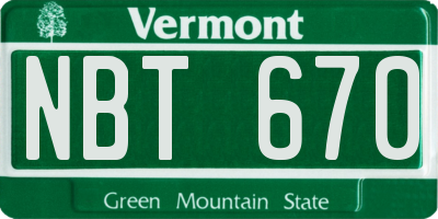 VT license plate NBT670