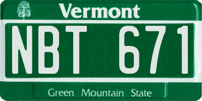 VT license plate NBT671