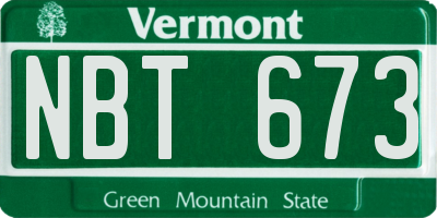 VT license plate NBT673
