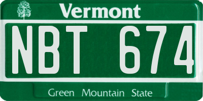 VT license plate NBT674