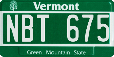 VT license plate NBT675