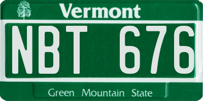 VT license plate NBT676