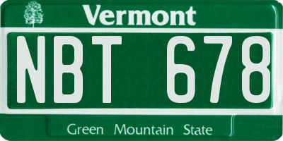VT license plate NBT678