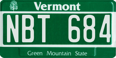 VT license plate NBT684