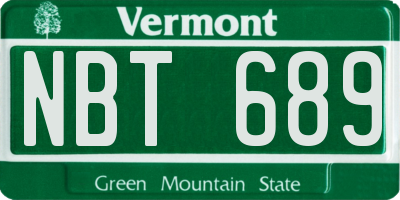 VT license plate NBT689